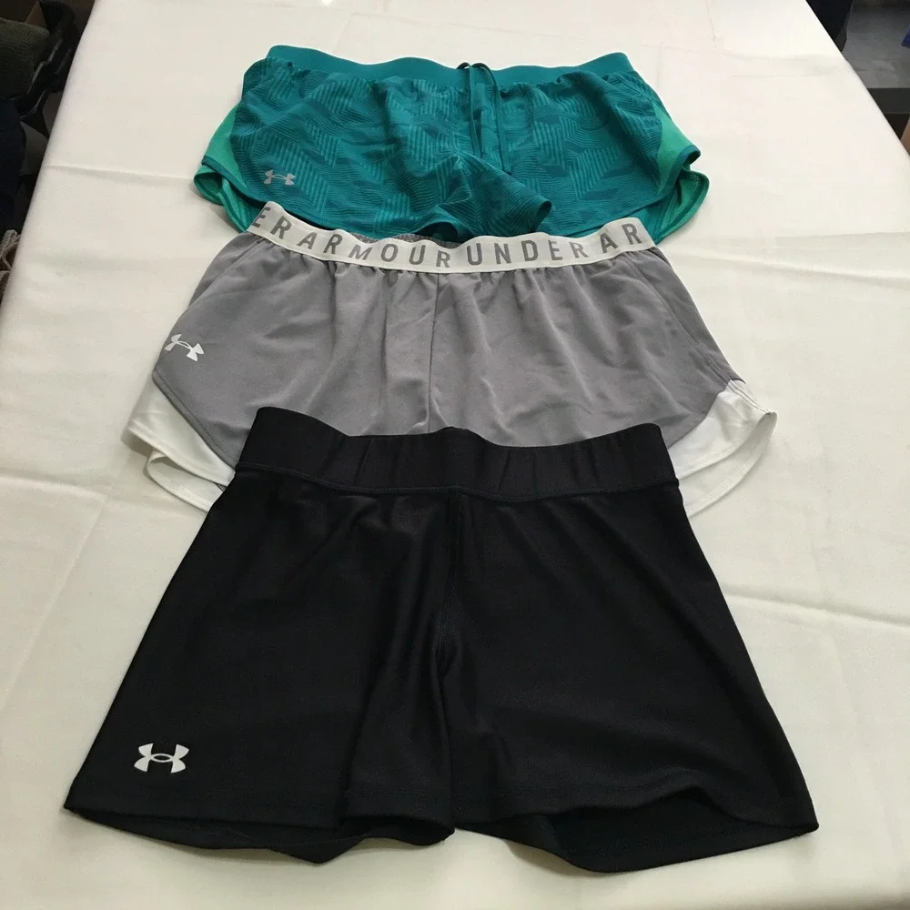Lot of 6 Nike Under Armour Athletic Shorts Women Large Activewear Running Biker